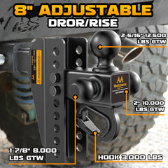 Mmtowus side profile showing 8 inch adjustment holes for quick leveling