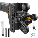 Mmtowus front view showing all three balls and receiver fit for versatile towing