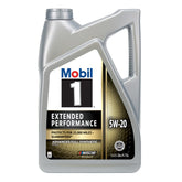 Mobil 1 front label on 5 quart bottle showing product name and benefits