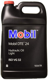 Mobil DTE 24 one-gallon container front label showing product identity and benefits