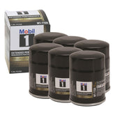 Mobil front pack of six filters showing product and convenience benefits