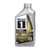 Mobil 1 front packaging showing 1 QT bottle and six-pack convenience benefit
