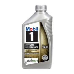 Mobil 1 front packaging showing 1 QT bottle and branding, highlights reliability
