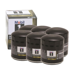 Mobil 1 front view showing filter shape and brand, highlights reliable protection
