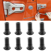 MOEBULB front view of 8-piece hinge nut kit showing contents and fit benefits