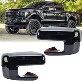 MOFOAP front view of both black mirror caps showing clean OEM fit and ready replacement