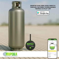 Mopeka Co-Pilot app on phone paired with Mopeka PRO+ giving real-time tank level alerts