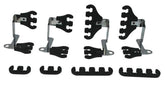 Moroso 72174 kit laid out showing black looms and chrome brackets for neat routing