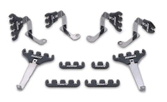 Moroso wire loom kit front view showing looms and chrome brackets for tidy wiring