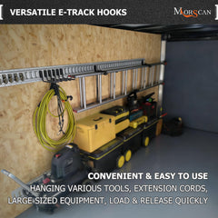 MorScan hook mounted on E-Track rail demonstrating quick, secure attachment