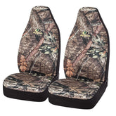 Mossy Oak front seat cover showing full camo pattern and protective fit