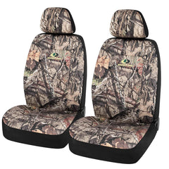 Mossy Oak front packaging showing included two seat and two headrest covers benefitting protection