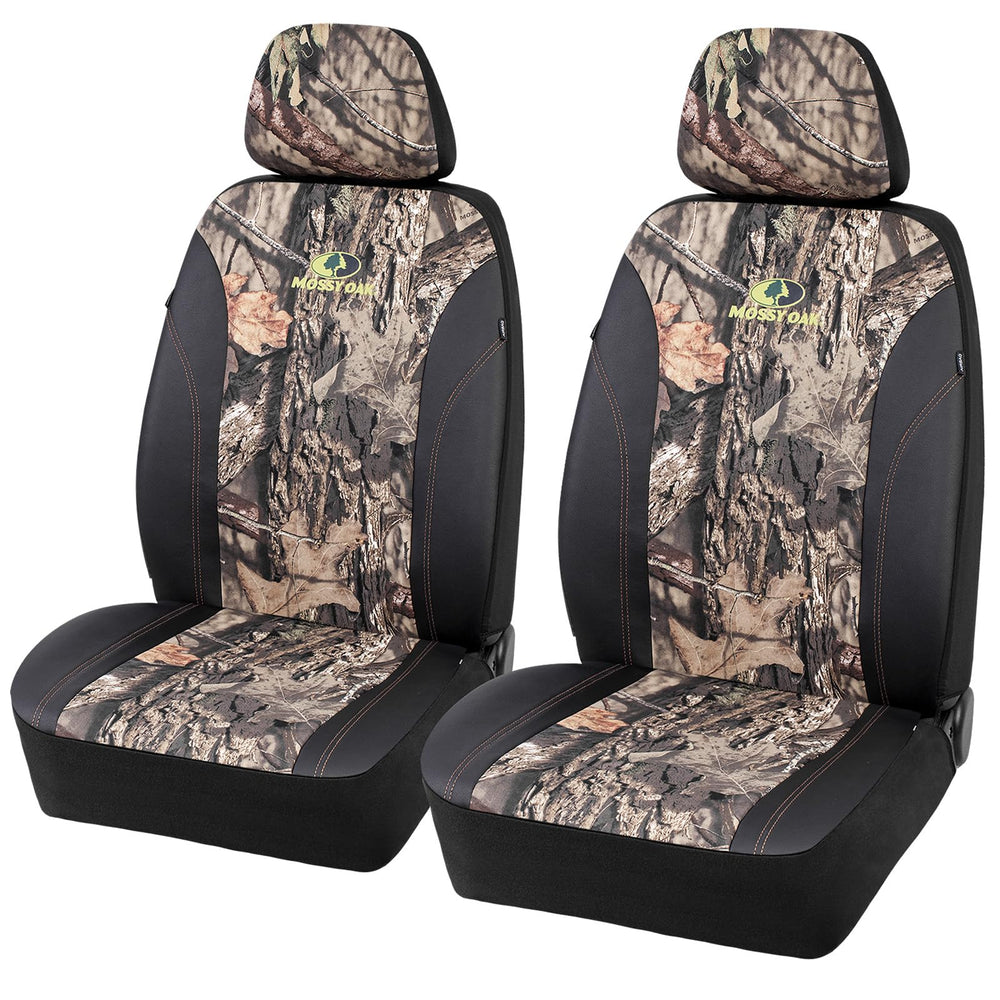 Mossy Oak front view seat covers showing camo look and full protection