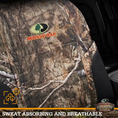 Mossy Oak headrest detail showing matching camo and easy install