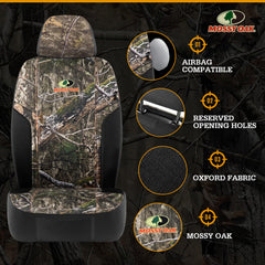 Mossy Oak side profile installed on bucket seat to show fit benefit