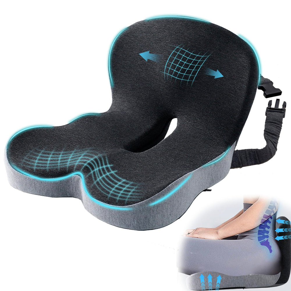 Mosxoed front view of seat cushion showing supportive shape and improved comfort