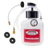 Motive Products front view showing tank and pump for fast brake bleeding