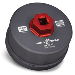 Motivx Tools front view showing dual 72.8mm and 74mm openings for versatile fit