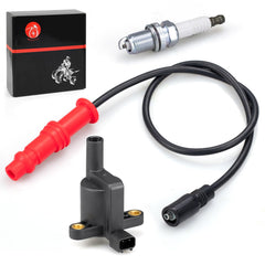 MOTO1988 complete kit layout with coil, wire cap, and spark plug for convenience