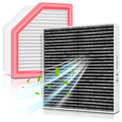 MOTOALL front packaging showing engine and cabin filter set and fitment details