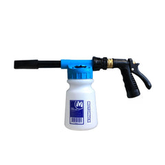 Motomuck foam gun front view showing controls and ergonomic handle for easier cleaning