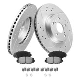 MOTOREVO front brake kit packaging showing complete contents and fit benefits
