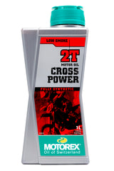 Motorex Cross Power 2T cap close-up demonstrating secure seal and spill control