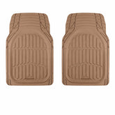 MotorTrend beige front mats shown flat highlighting shape and coverage benefit