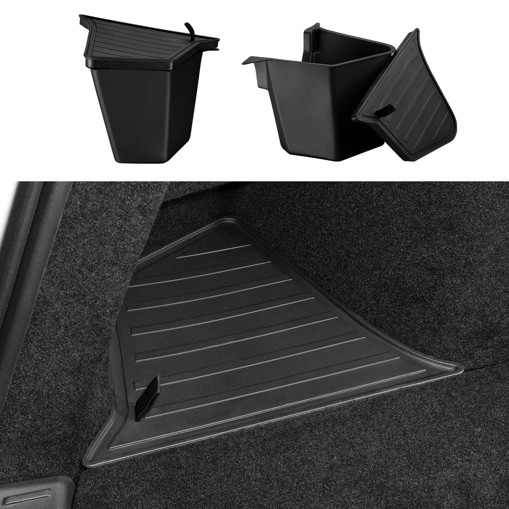 Motrobe front view showing snug Model Y Juniper fit for organized storage