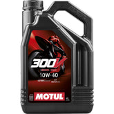 Motul 300V front packaging showing label and size, highlights performance benefits
