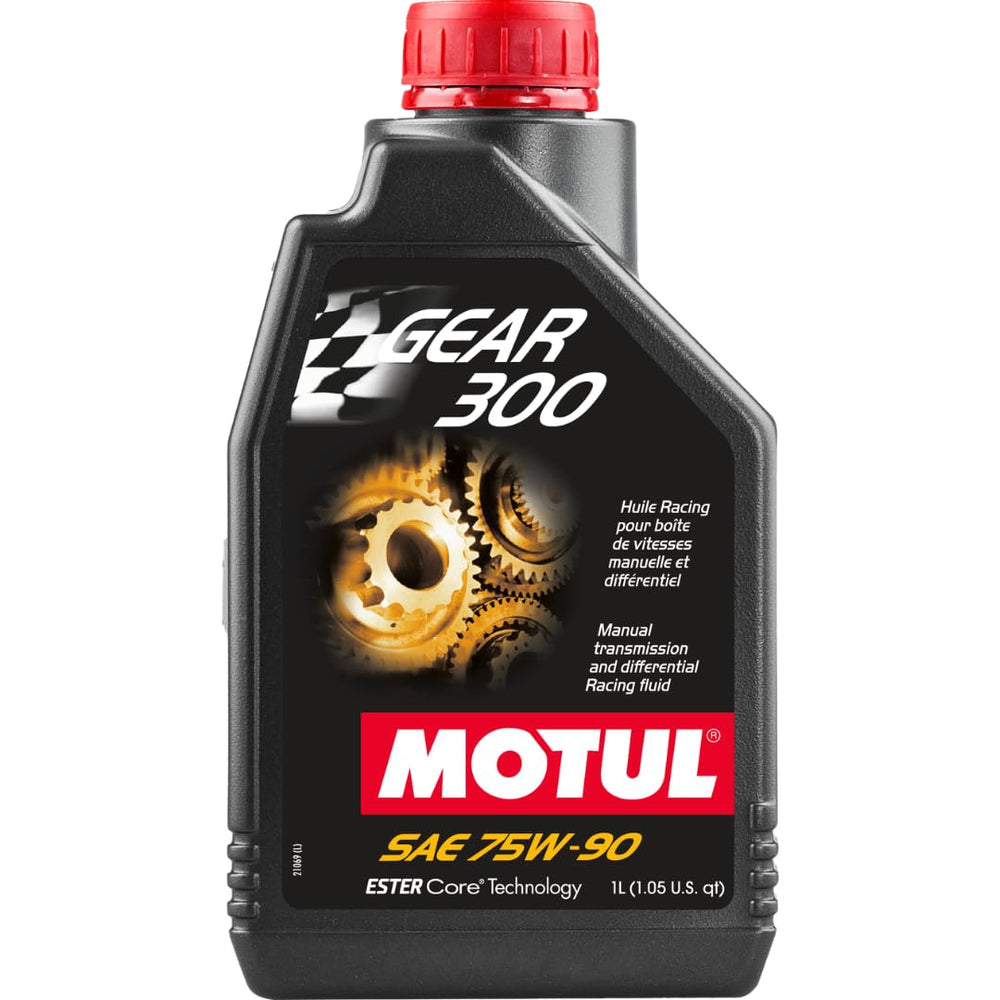 Motul Gear 300 front label showing product name and benefit of high-performance protection