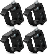 moveland front view of four black camper shell clamps showing kit contents and benefits