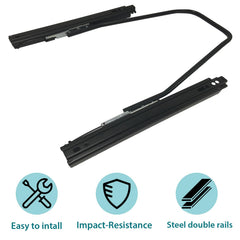 moyzxc side profile of mounting track illustrating smooth travel and compact footprint