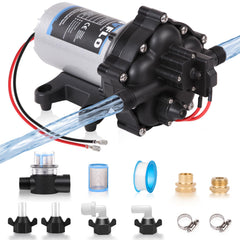 MRGVFLO front view showing pump and fittings, reliable pressure delivery