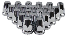 MRJLK set of 20 chrome lug nut covers showing polished finish and pack benefit