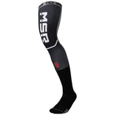 MSR front view of black-grey socks showing tall fit and durable fabric benefit