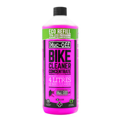 Muc-Off pouch front view showing label and refill instructions, clear packaging benefit