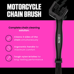 Muc-Off multi-faceted head detail cleaning three sides of the chain efficiently