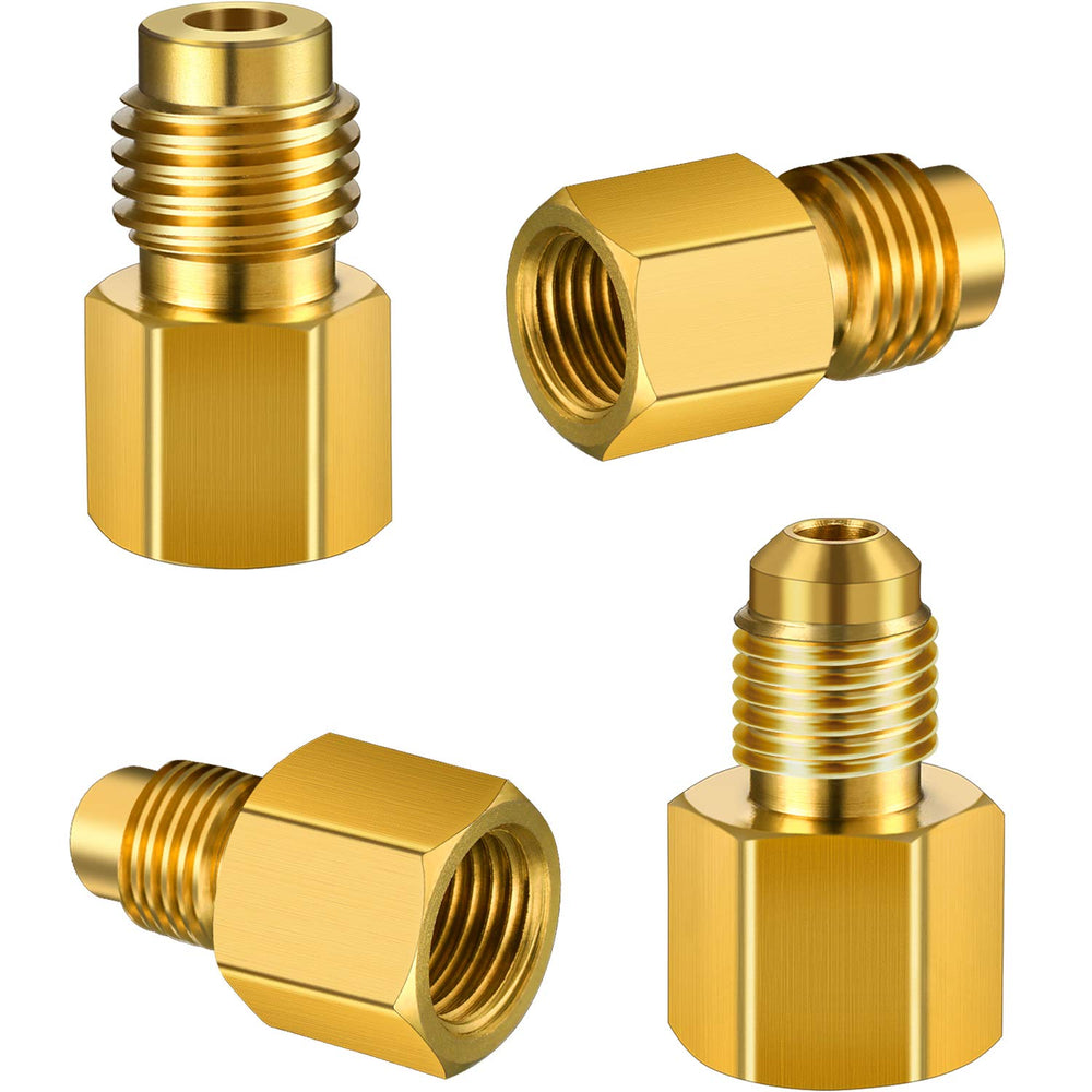 Mudder front view of 4-piece adapter kit showing all brass pieces and organized layout
