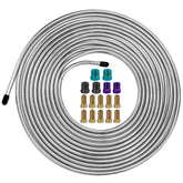 MuRealy front view of 25ft tubing roll and included fittings showing kit ready benefits