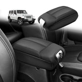 Muslogy armrest cover front view showing snug OEM-style fit and neat finish
