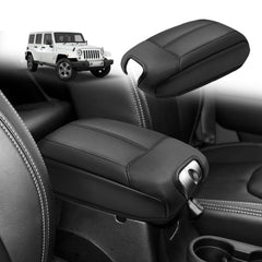 Muslogy armrest cover front view showing snug OEM-style fit and neat finish
