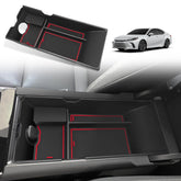 Muslogy red organizer front view showing neat compartments and easy access