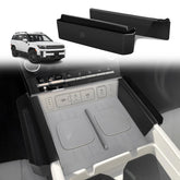 Muslogy front view of console side organizer showing neat storage benefit