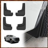 Muslogy front mud flap packaging showing contents and fitment for Ranger