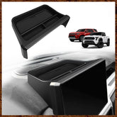 Muslogy front view of black dashboard organizer showing clean fit and accessibility