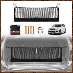 Muslogy front view of packaging showing net and hooks for quick setup