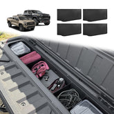 Muslogy front view of dividers fitted in tailgate showing neat organization