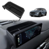 Muslogy front view of dash storage box showing clean fit and added pocket benefit