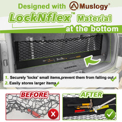 Muslogy installed in Jeep Grand Cherokee trunk holding groceries securely